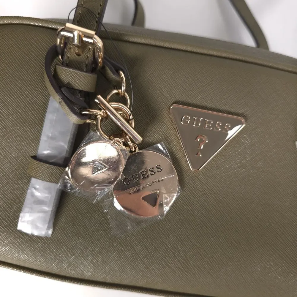 GUESS Womens New Zita Satchel Double Handle Shoulder Bag Olive Green SA731909
